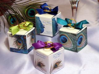   Peacock Wedding Favors Boxes Bird Feather Bridal Shower