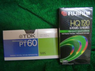 New Blank VHS Tapes Fuji High Quality HQ and Professional Use TDK PT 