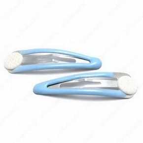S0165 60 Pcs Blue Hair Snap Clip w Blank Pad Barrettes 46mm DIY Craft 