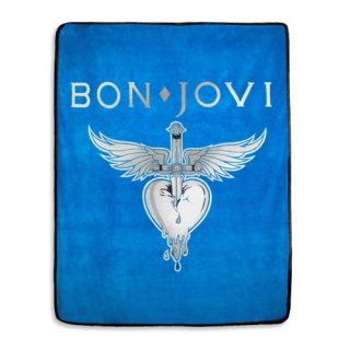   Authentic Bon Jovi Stadium Blanket Blue Silver Microfleece