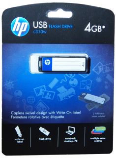   WRITE ON SWIVEL USB 2.0 FLASH PEN DRIVE c310w NEW 4GB (BLUE LABEL