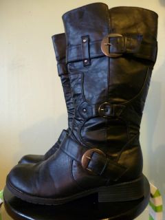 Black Falls Creek Fashion Boots with Buckles Size 9