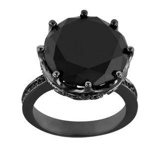   tcw 18K Black Gold Round Cut AAA Black Engagement Diamond Ring
