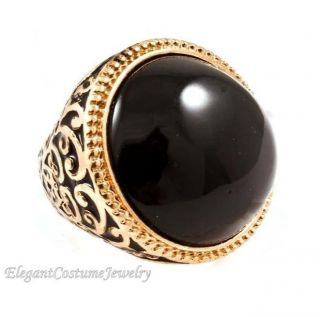 Black Gold Stretch to Fit 1 1 4 Long Ring Elegant Costume Jewelry 