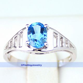 Genuine 1ct Swiss Blue Topaz Silver Ring Size 7 1 2 AAA Service