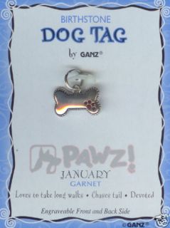 January Birthstone Dog Tag Garnet Pet Jewelry Charm