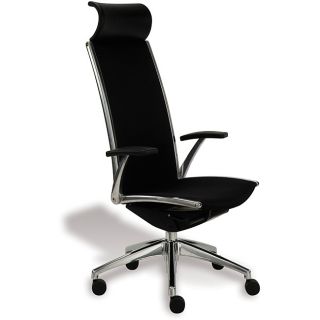 Modern Black Leather Office Chair   Black Leather