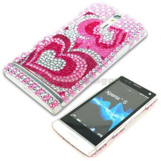 Crystal Bling Case Cover Sony Xperia s NX LT26i Pink Heart