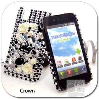 Crown Bling Hard Skin Case Cover LG Optimus Black P970 Sprint Marquee 