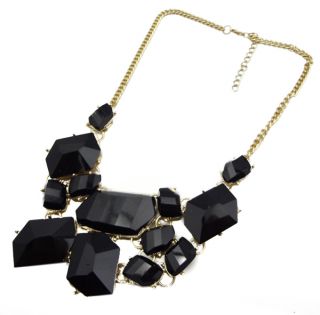   Selling Fashion Gold Plated Black Bib Necklace Jewelry A1161 4