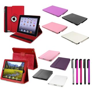 Black White Pink Red Purple 360 Swivel Stand Case for iPad 2 3G The 