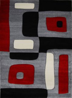 Black Modern Red White Geometric Carpet 6 x 8 Area Rug 8042 ACTUAL5 