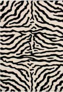 Zebra Print Area Rugs Animal Skin 5x8 Black Ivory White