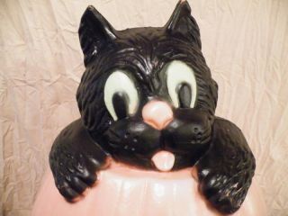 Vintage Halloween Blow Mold Jackolantern Pumpkin Black Cat & Lights Up 