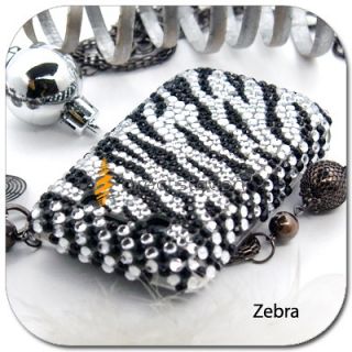 Zebra Bling Rhinestone Hard Skin Case Back Cover for Blackberry 9700 