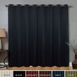Black Wide Grommet Curtain Blackout Fabric Thermal Top Drape Window 