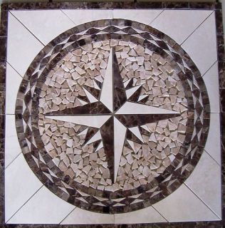 Floor Marble Square Medallion Tile Mosaic Compass 36