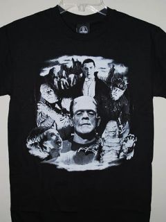   Universal Monsters Dracula Bride of Frankenstein Mens Black T Shirt S
