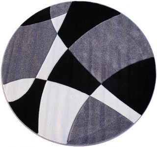   Round Woven 6x6 Carpet Area Rug Grey Black White Actual Size 55 x 55