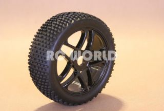   Car Buggy Truck Tires Wheels Rims Package Black 5 Star Nipple