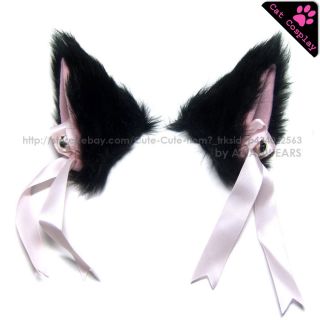 Black Cat Ear Cute Hair Clip Lolita Japanese Anime Neko Cosplay Fancy 