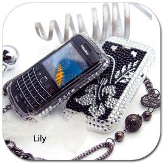 Lily Bling Rhinestone Hard Skin Back Cover Case for Blackberry 9700 