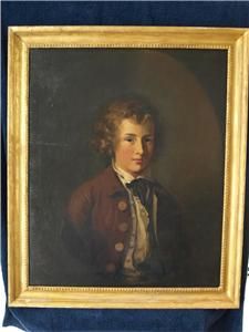 Excellent Large 19thC Portrait Oil Painting of A Boy