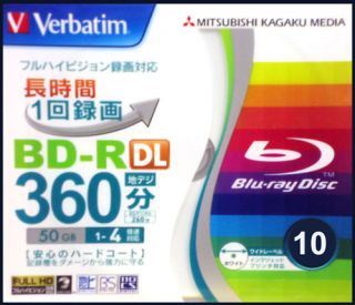 10 Verbatim Bluray DVD Blu Ray Blank Disk 50GB BDR 2X