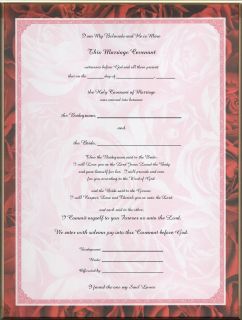 Jewish Marriage Certificate Red Rose Border Blank NF