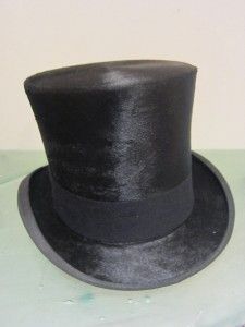 Knox Antique Mens Top Hat Silky Beaver Long & Hatbox Size 7 Elegant 