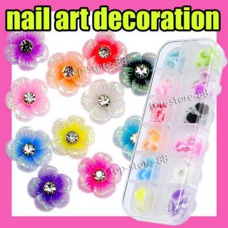 60 Acrylic Flower Rhinestones Nail Art Decoration S207
