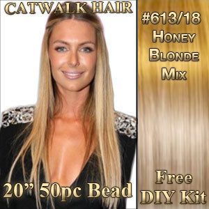   Bead I Tip Remy Human Hair Extensions 613 18 Honey Blonde Mix