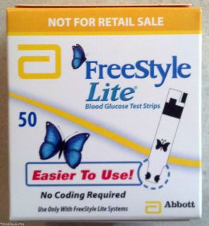 New FreeStyle Lite Blood Glucose Diabetic Test Strips 50 Ct Exp 02 