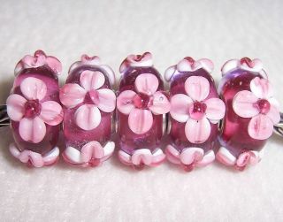 Blossom Flower Lampwork Glass Beads Fit European Charm Bracelet 1259 