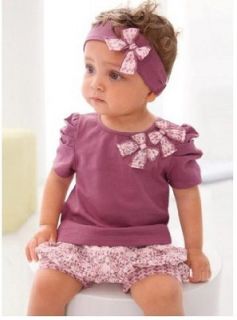   Bows Diaper Cover Headband Bloomers Baby Girl Outfit Set