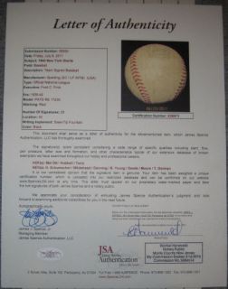 Mel Ott 1940 New York Giants Team Autograph Baseball JSA LOA Auto BB 