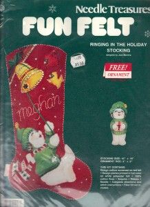 Counted Cross Stitch Ringing in The Holiday Stockingf Felt Kit New 