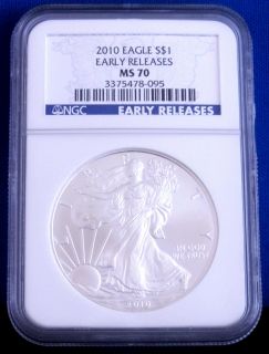  70 NGC Certified Early Release American Silver Eagle Blue Label