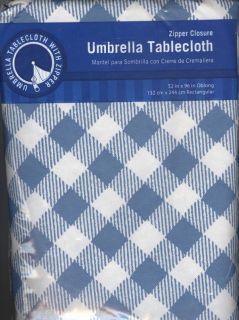Blue Gingham Tablecloth 70 inches Round 100 PEVA