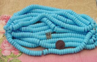 vintage 10mm sky blue glass disc beads west germany