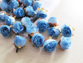6XARTIFICIAL Blue Rose Silk Flower Heads Wedding Favor Home Hair Clip 