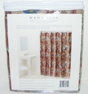   modern craft paisley fabric shower curtain rust tan blue cotton 72