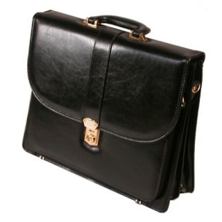 Bond Street Executive Leather Flap Over Briefcase 521435BLK