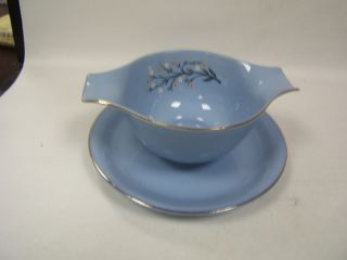   gravy boat with attached underplate pattern bluemont skytone jubilee