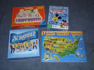 Lot of 4 Board Games & Puzzles for Kids   great holiday gifts