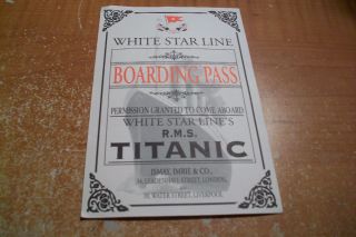Titanic Boarding Pass Replica Near Mint Condition