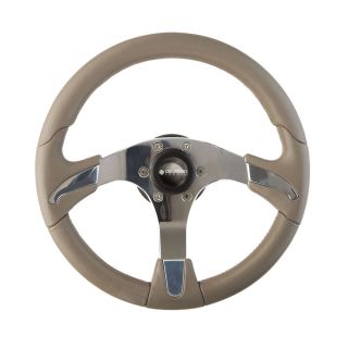 New Gussi Boat Steering Wheel Polished Aluminum with Taupe Grey Rim 
