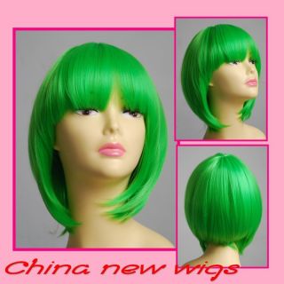    BOB Chin Length bright Green Fancy Dress Party Cosplay Hair Wig Wigs