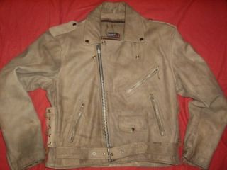 Antelope Creek Leather Taupe Brown Motorcycle Leather Jacket Coat Size 
