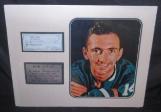 NBA HOF Bob Cousy Hand Signed Autographed Check Framed